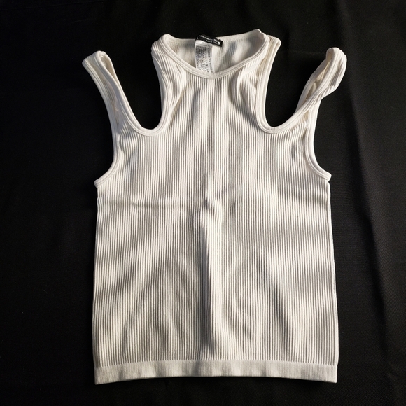 Zara Strappy White‎ Ribbed Cropped Tank Top XS-S - Picture 1 of 5
